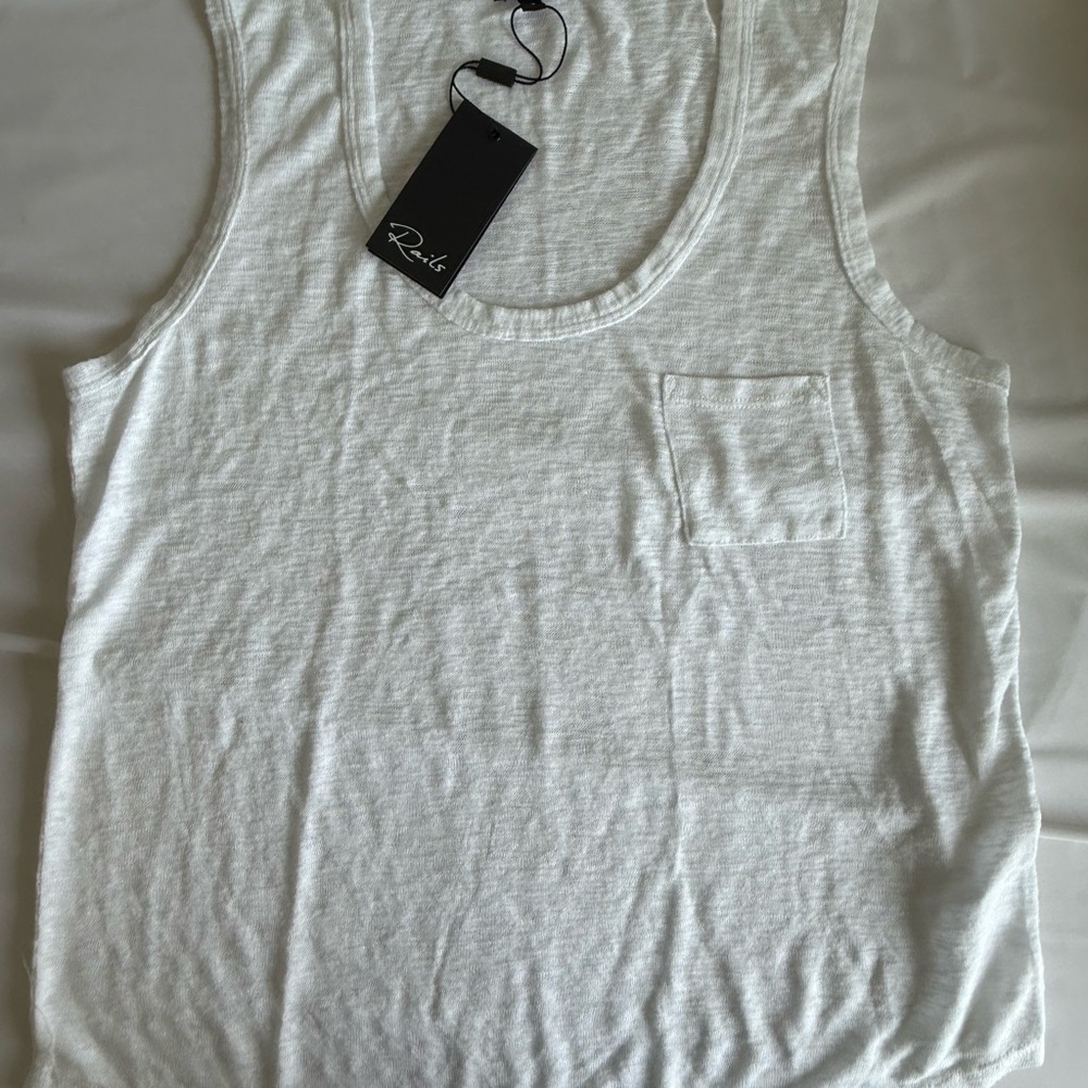 Rails Light White Linen Style Tank Top